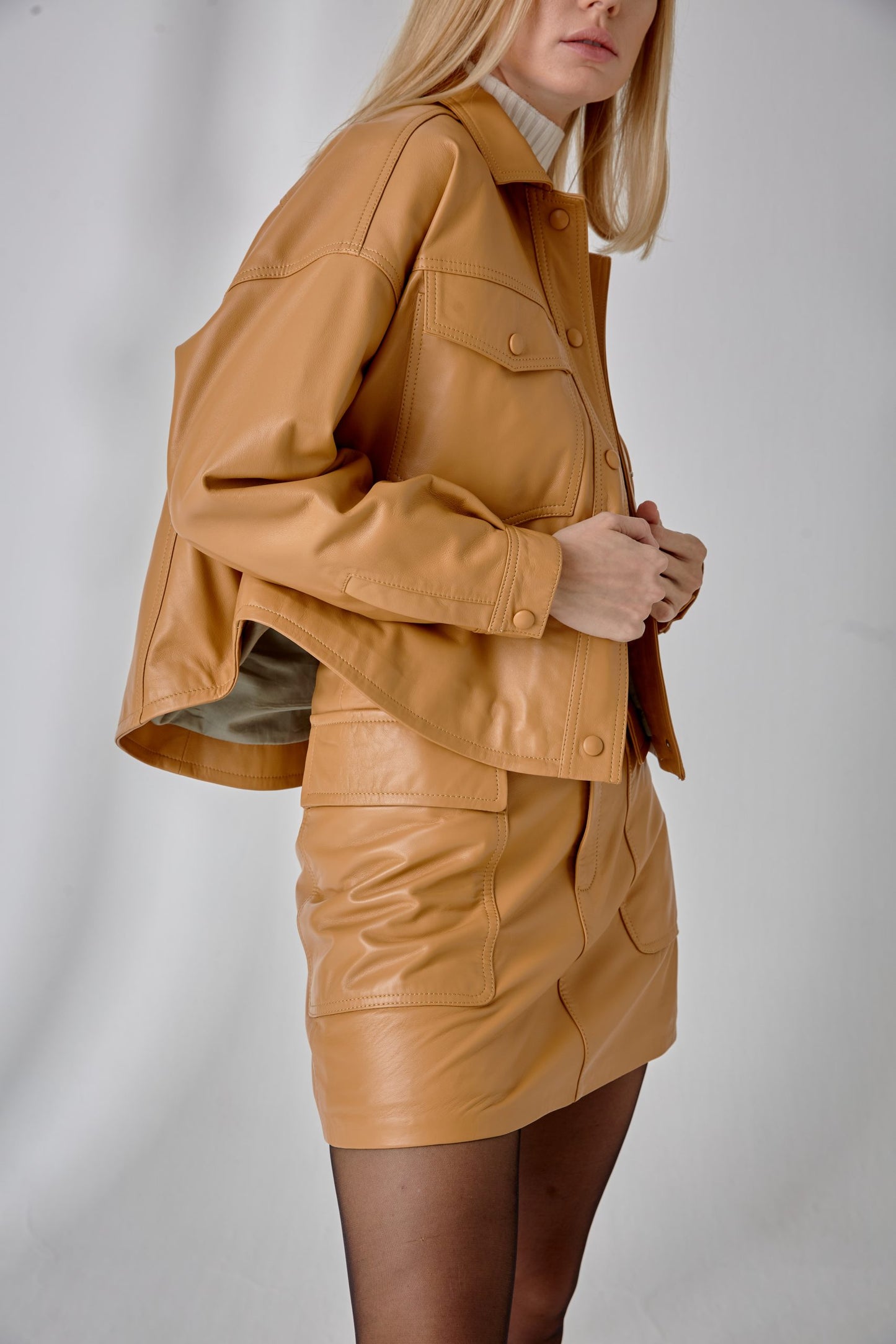 Boyfriend Leather Jacket – Camel
