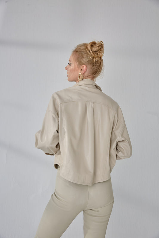Boyfriend Leather Jacket – Cream