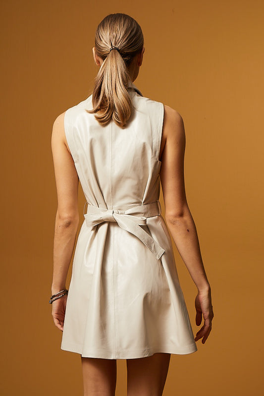 Buttoned Belted Leather Dress & Vest