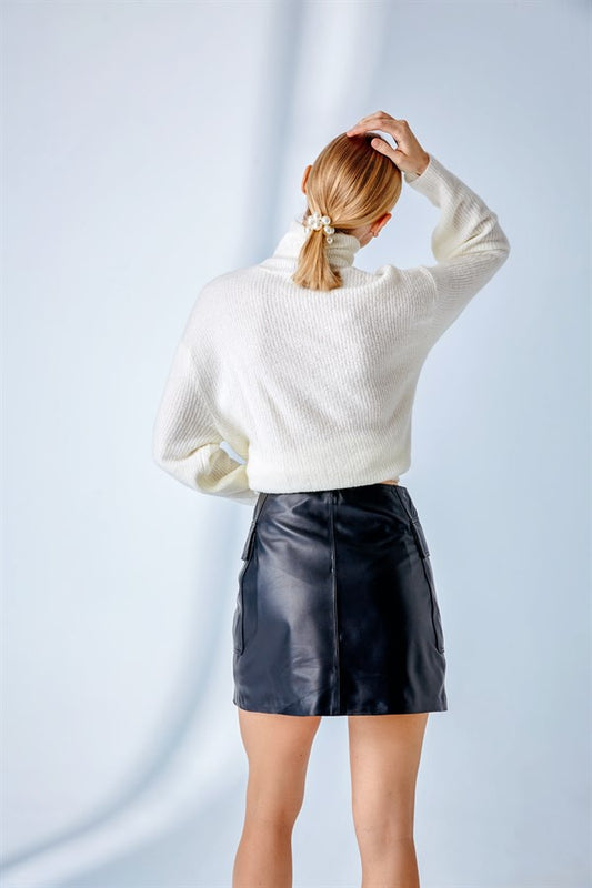 Cargo Leather Skirt - Black