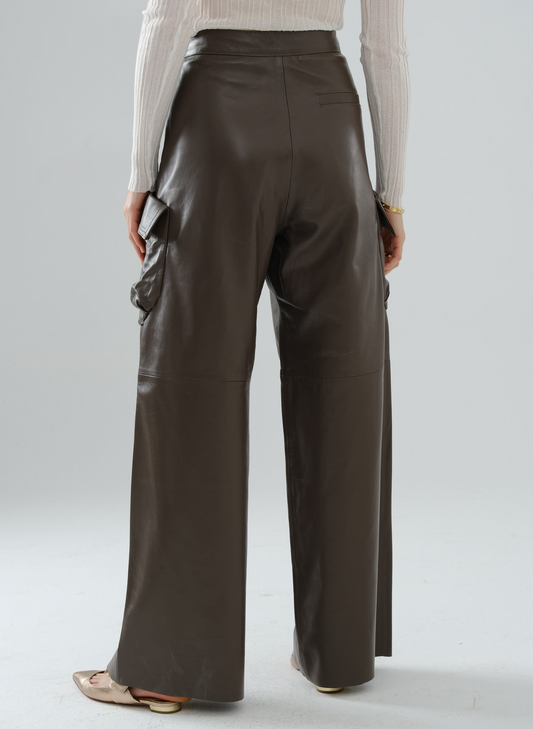 Cargo Long Leather Pants – Mocha