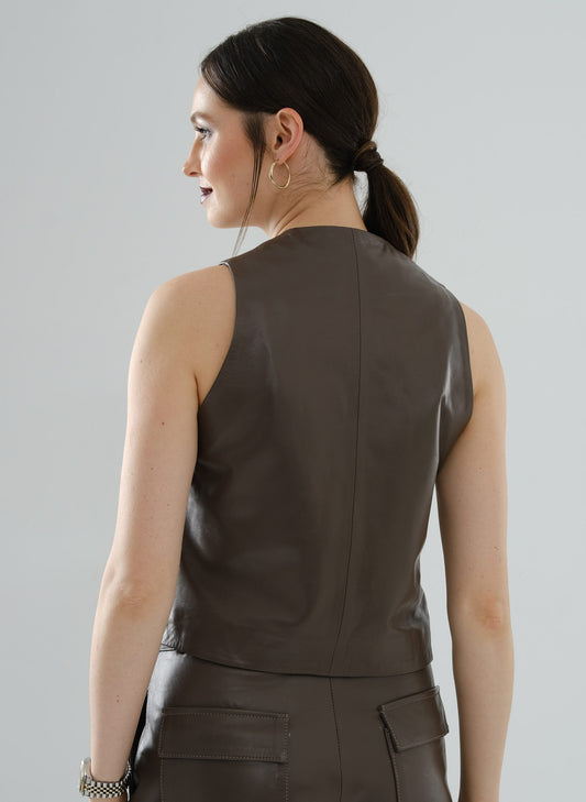 Classic Leather Vest – Mocha