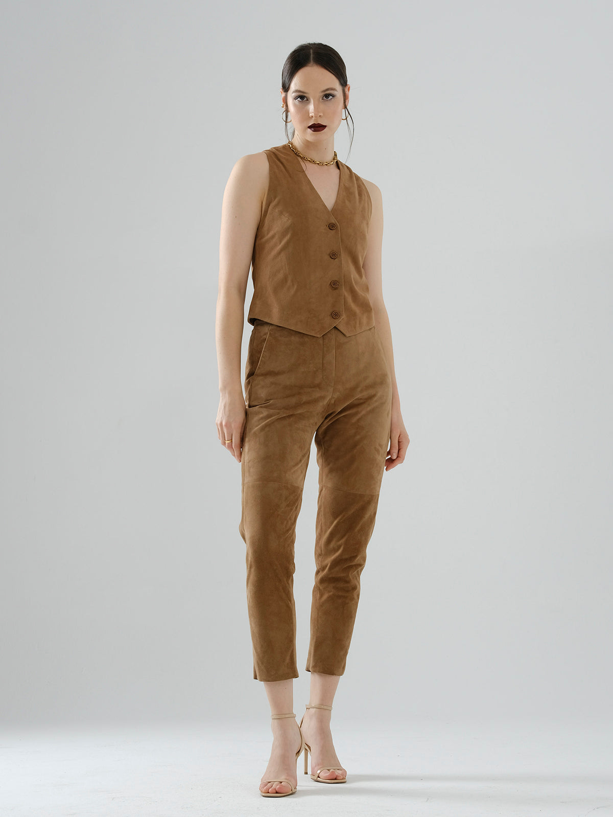 Classic Suede Vest – Brown