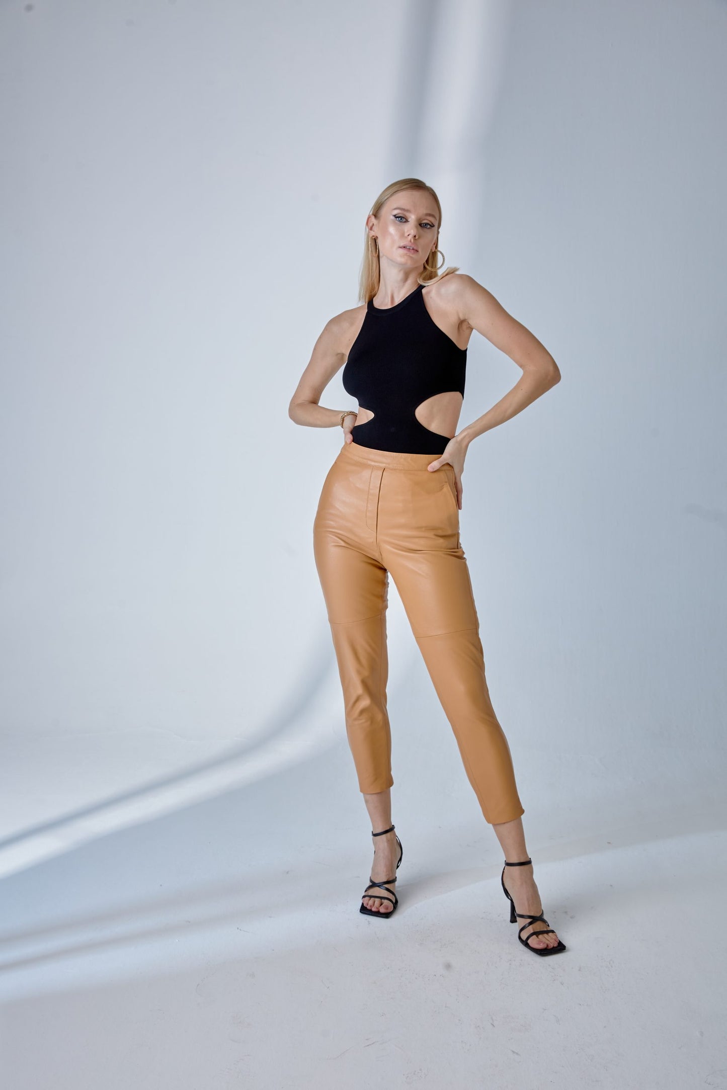 Elastic Waist Jogger Leather Pants – Camel