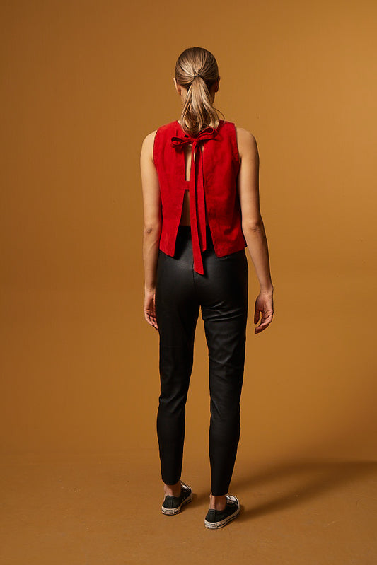 Leather Stretch Pants – Black