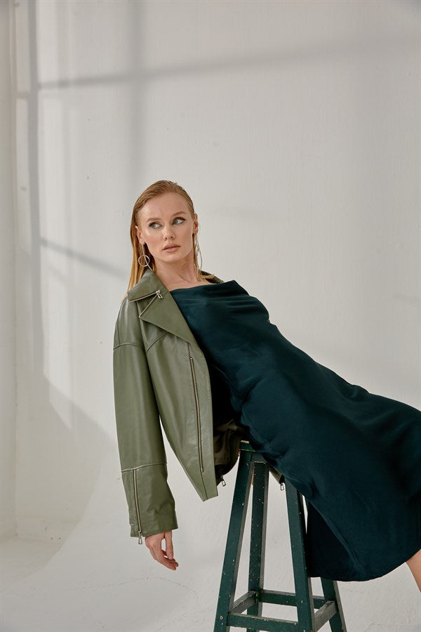 Oversized Relaxed-Fit Biker Jacket