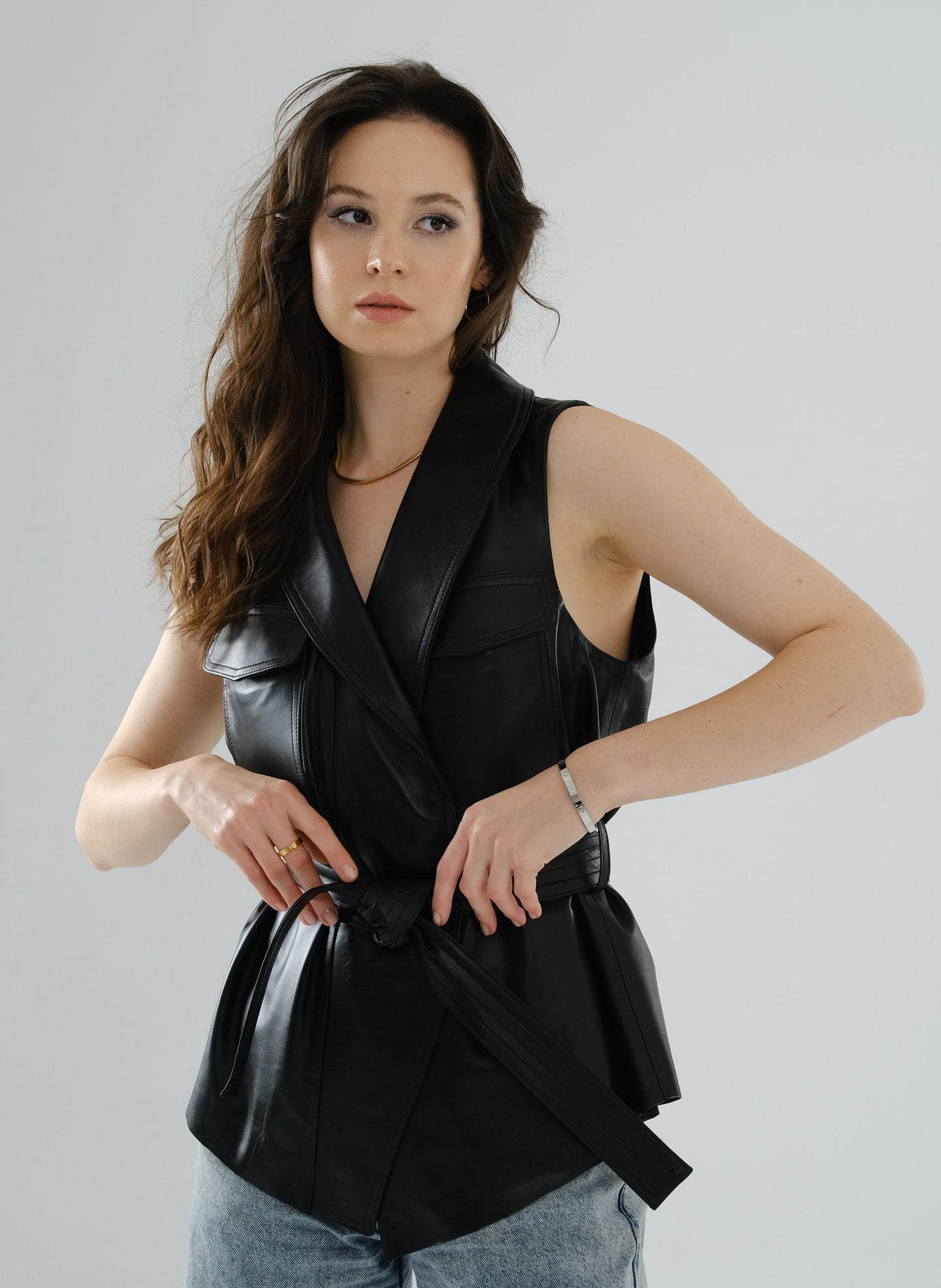Safari Leather Vest – Black