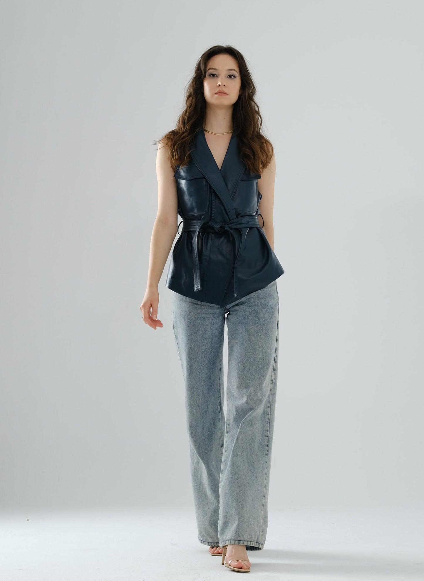 Safari Leather Vest – Petrol