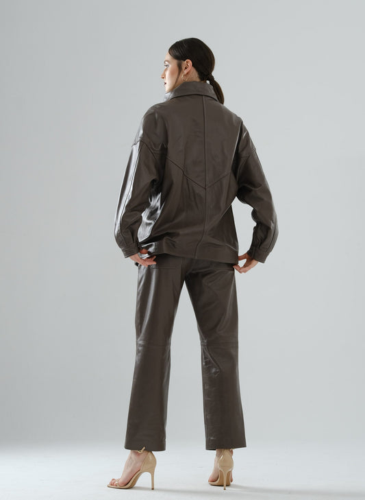 Safari Multi-Pocket Leather Jacket – Mocha