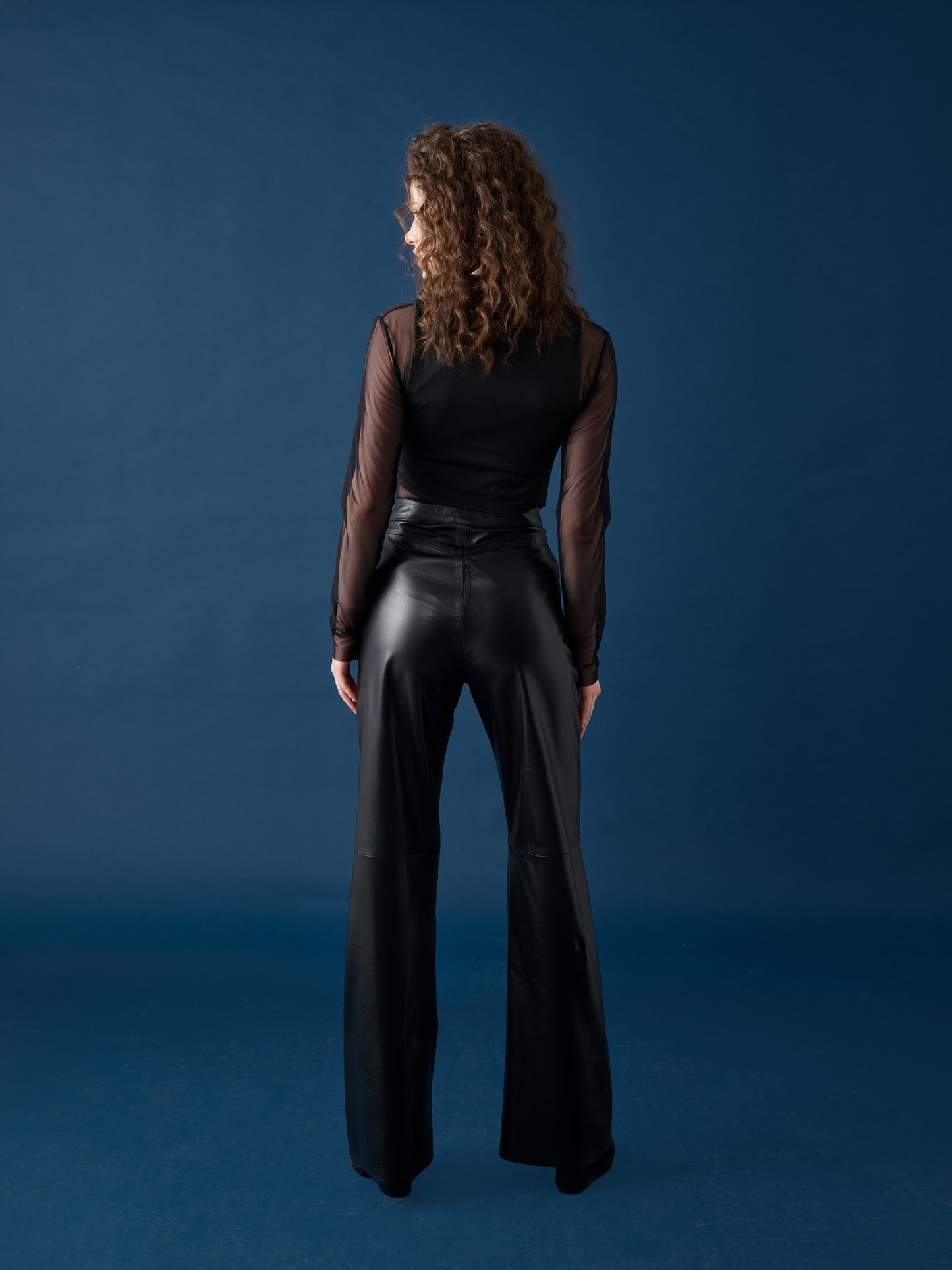 Wide-Leg Leather Pants – Black