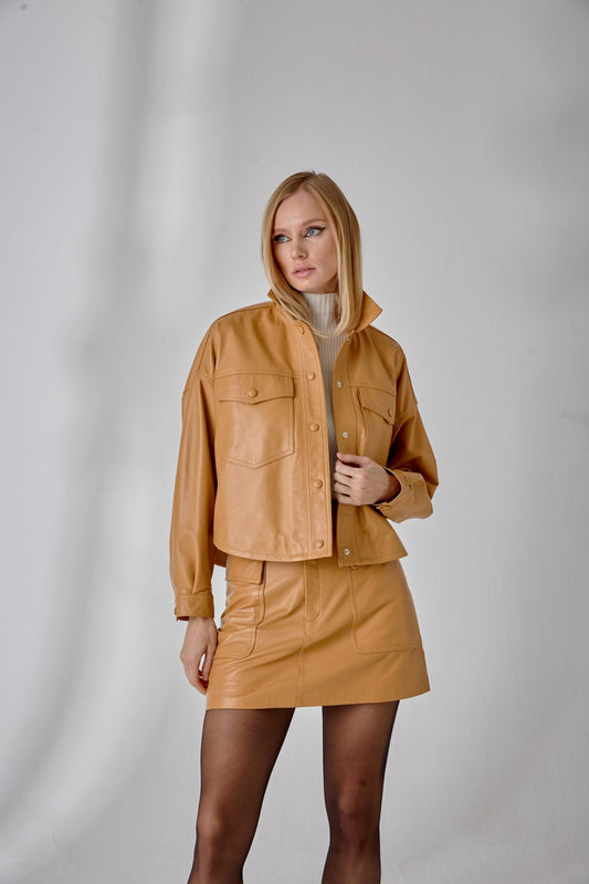 Boyfriend Leather Jacket – Camel