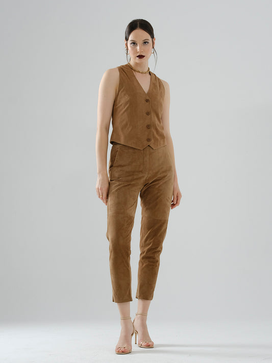 Classic Suede Vest – Brown