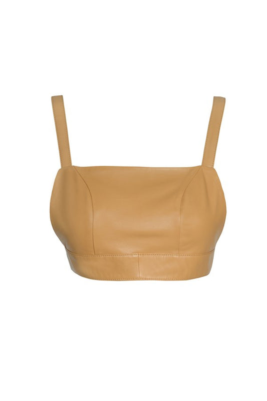 Leather Bra - Camel