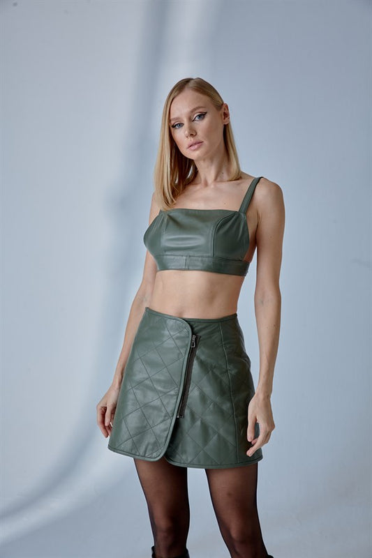 Leather Bra - Green