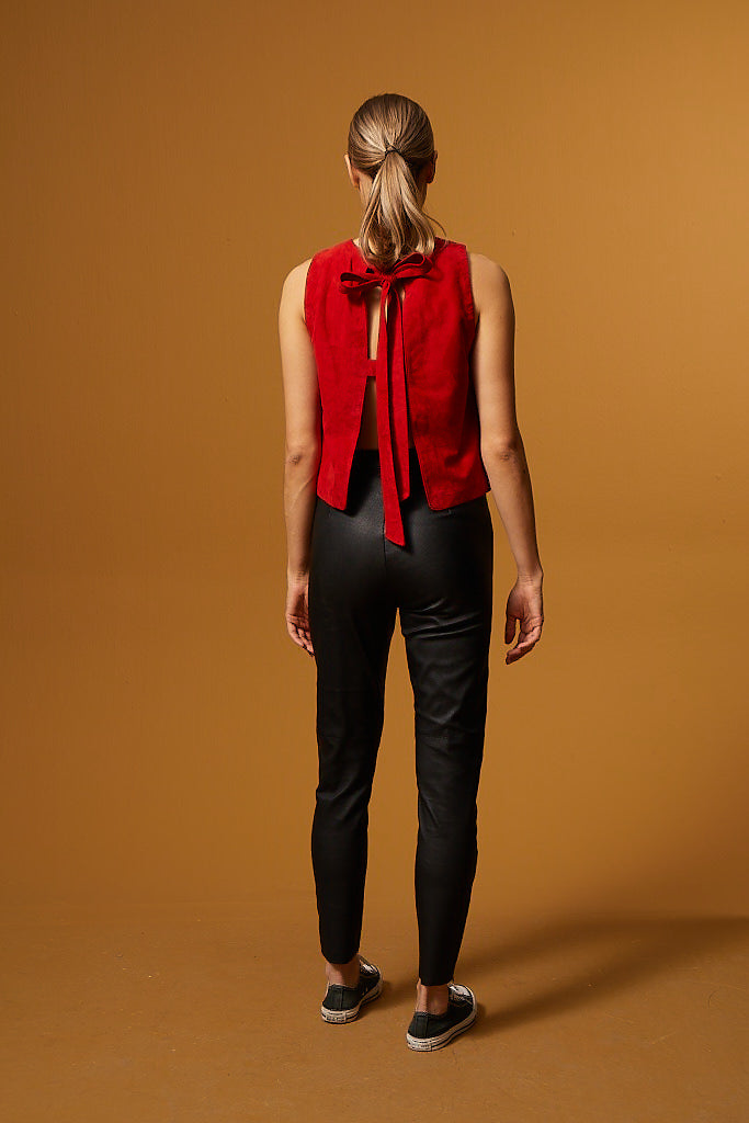 Leather Stretch Pants – Black