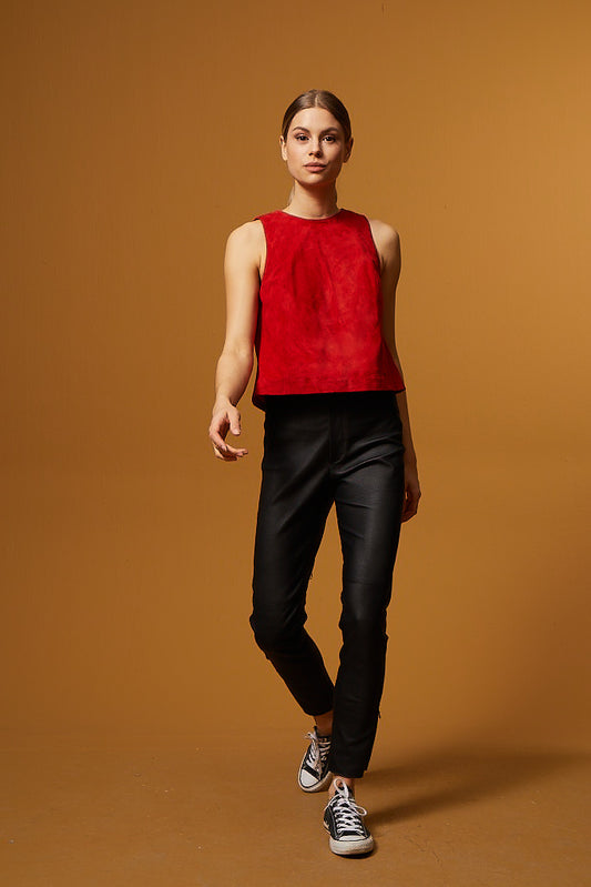 Leather Stretch Pants – Black