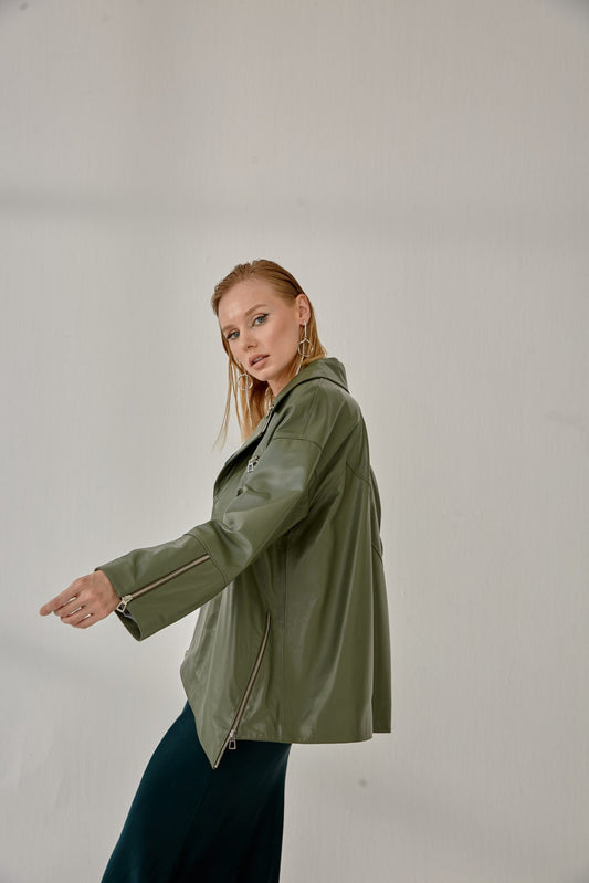 Oversized Relaxed-Fit Biker Jacket