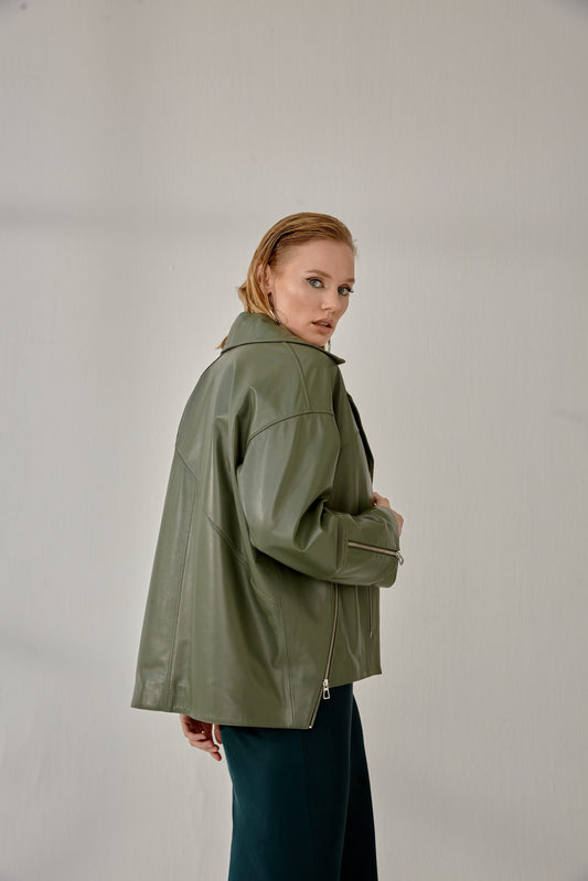 Oversized Relaxed-Fit Biker Jacket