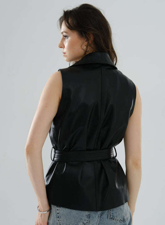 Safari Leather Vest – Black